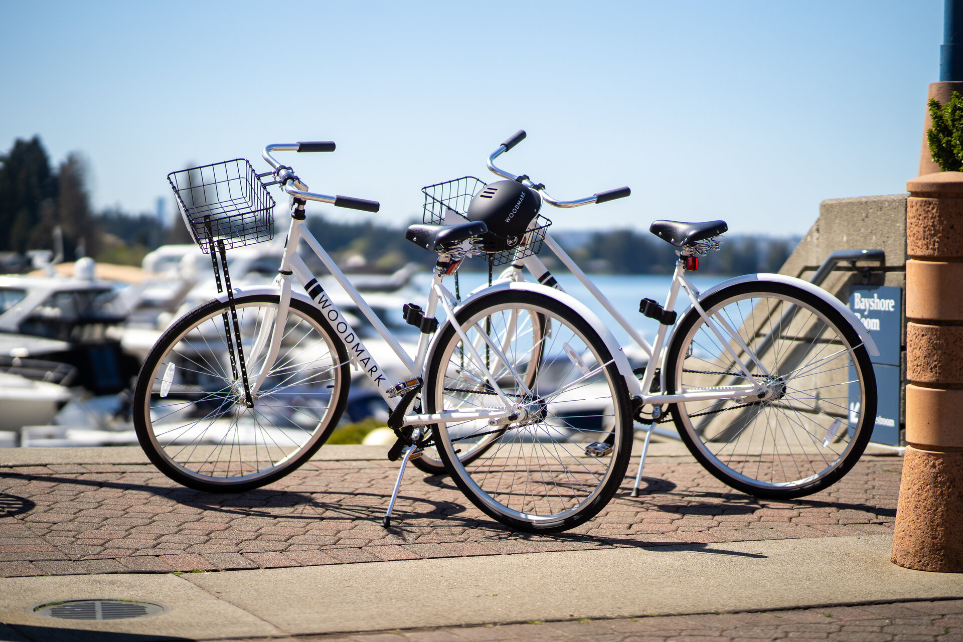 Bikes parked on the shore of lake washington