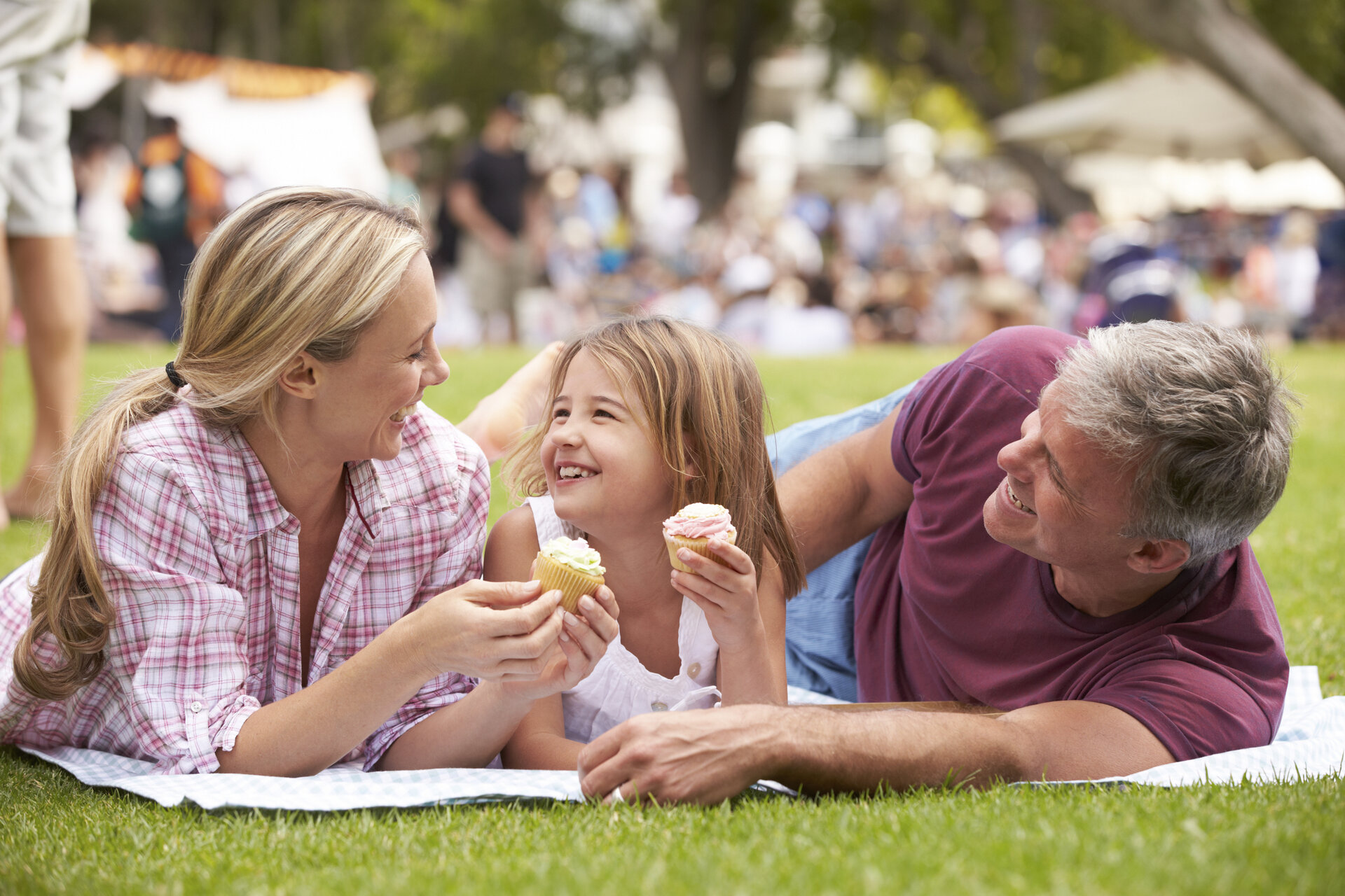 Family attending a festival